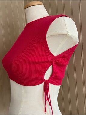 Zara Ribbed Side Cut Out Crop Top Pink Tank Women’s Size Small